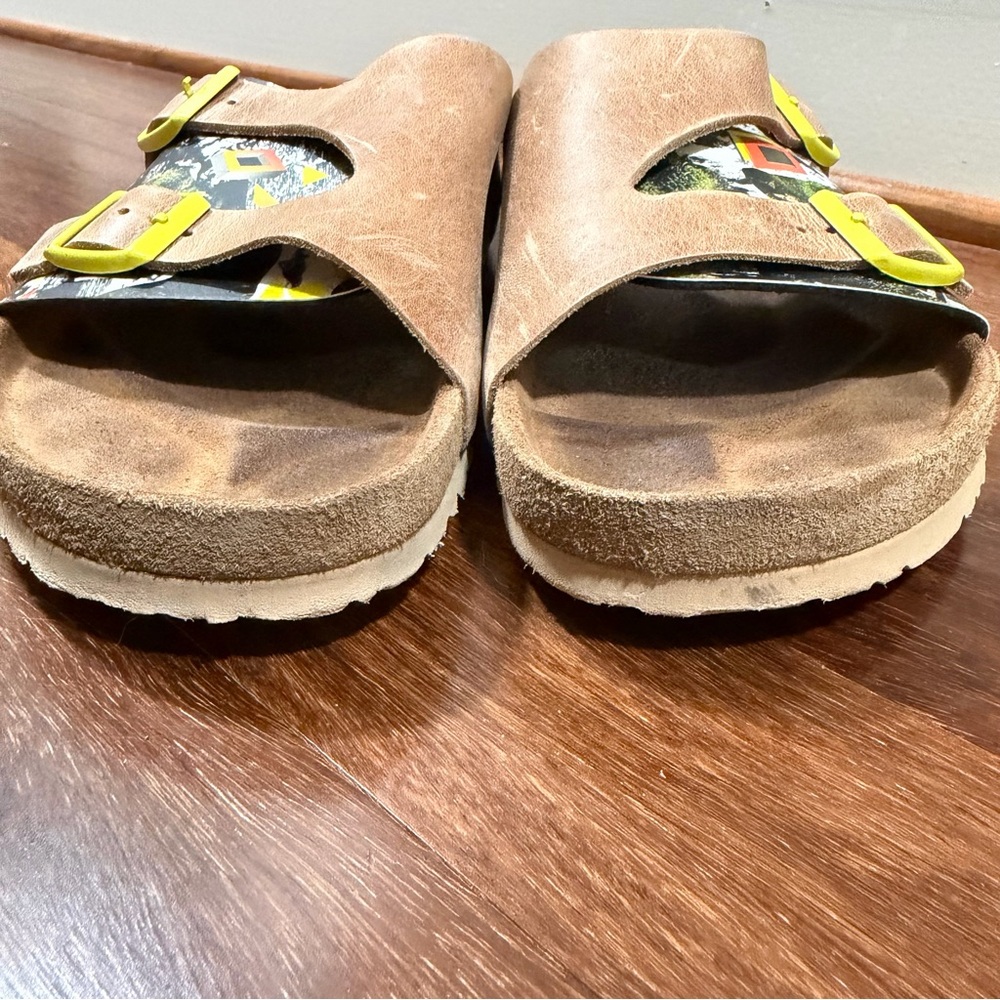 Birkenstock Zürich Brown Leather Sandals with Yellow Buckles Unisex EU46/USM12 - Picture 13 of 13